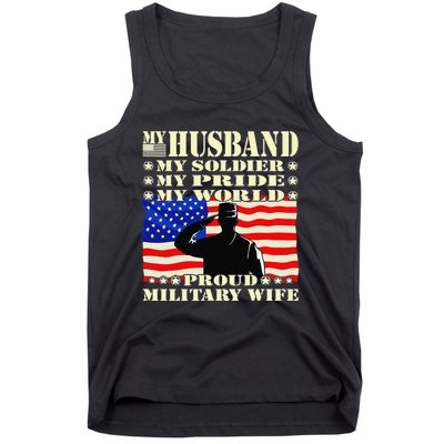 My Husband My Soldier Hero Proud Military Wife Army Spouse Tank Top