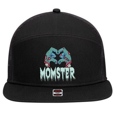 Momster Halloween Momster Family Matching Costume Funny Gift 7 Panel Mesh Trucker Snapback Hat