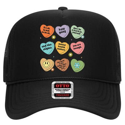 Mental Health Matters Floral Brain Health Awareness High Crown Mesh Back Trucker Hat