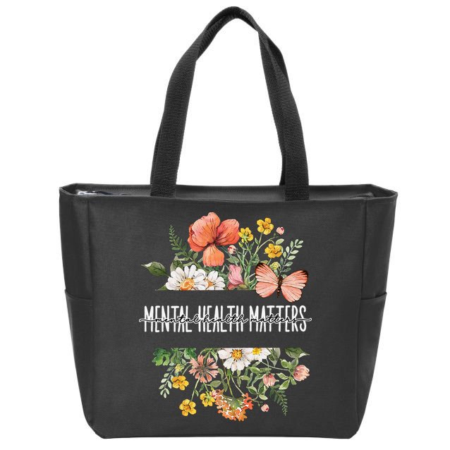 Mental Health Matters Be Kind Mental Awareness Kindness Gift Zip Tote Bag