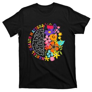 Mental Health Matters Floral Human Brain Illness Awareness T-Shirt