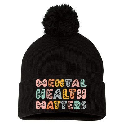 Mental Health Matters Groovy Psychologist Squad Therapy Pom Pom 12in Knit Beanie