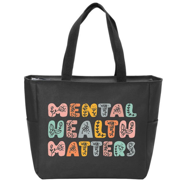 Mental Health Matters Groovy Psychologist Squad Therapy Zip Tote Bag