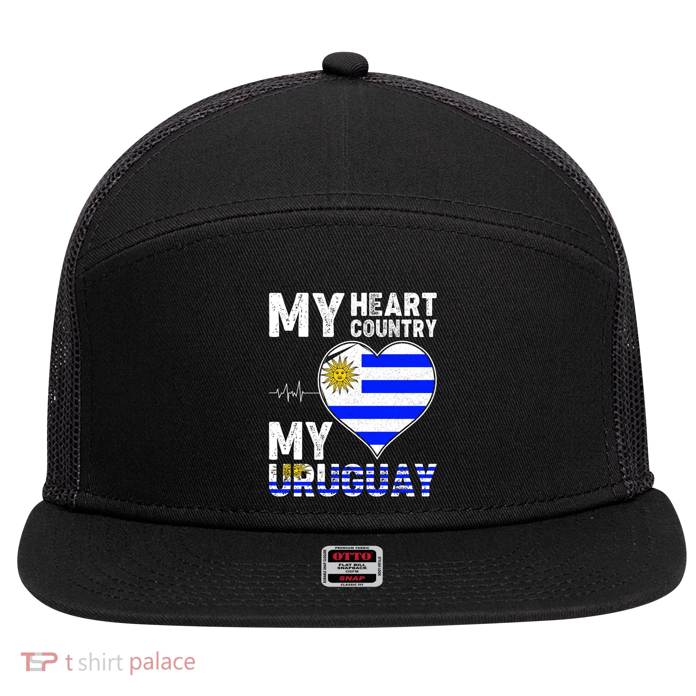 My Heart My Uruguay 7 Panel Mesh Trucker Snapback Hat