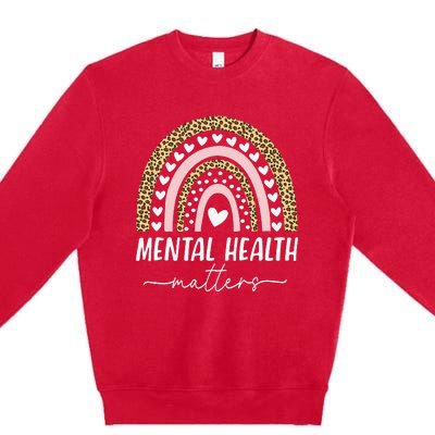 Mental Health Matters Human Brain Illness Awareness Rainbow Premium Crewneck Sweatshirt