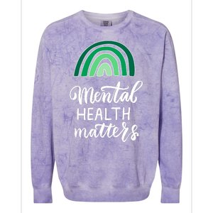 Mental Health Matters Awareness Month Rainbow Colorblast Crewneck Sweatshirt