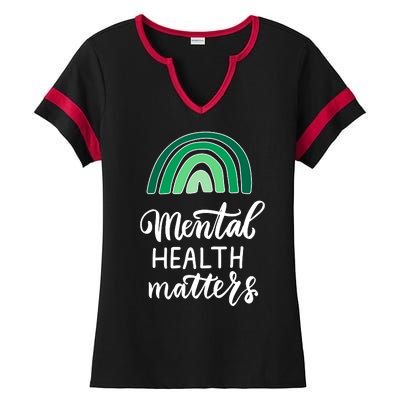 Mental Health Matters Awareness Month Rainbow Ladies Halftime Notch Neck Tee