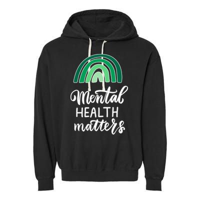 Mental Health Matters Awareness Month Rainbow Garment-Dyed Fleece Hoodie