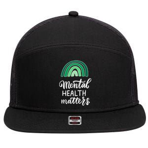 Mental Health Matters Awareness Month Rainbow 7 Panel Mesh Trucker Snapback Hat