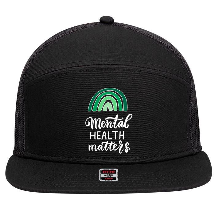 Mental Health Matters Awareness Month Rainbow 7 Panel Mesh Trucker Snapback Hat