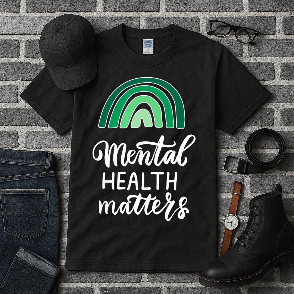 Mental Health Matters Awareness Month Rainbow Tall T-Shirt
