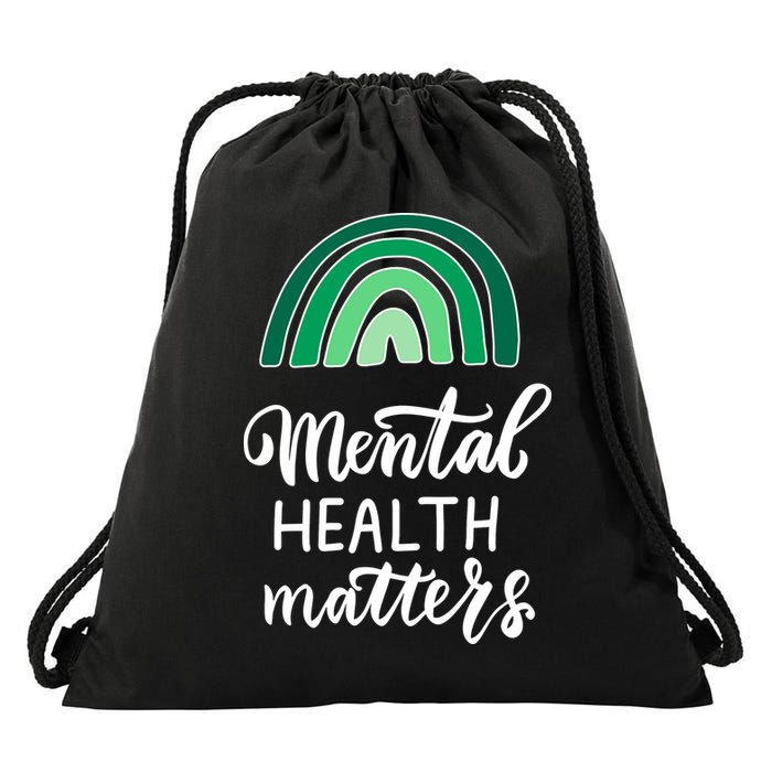 Mental Health Matters Awareness Month Rainbow Drawstring Bag