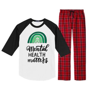 Mental Health Matters Awareness Month Rainbow Raglan Sleeve Pajama Set