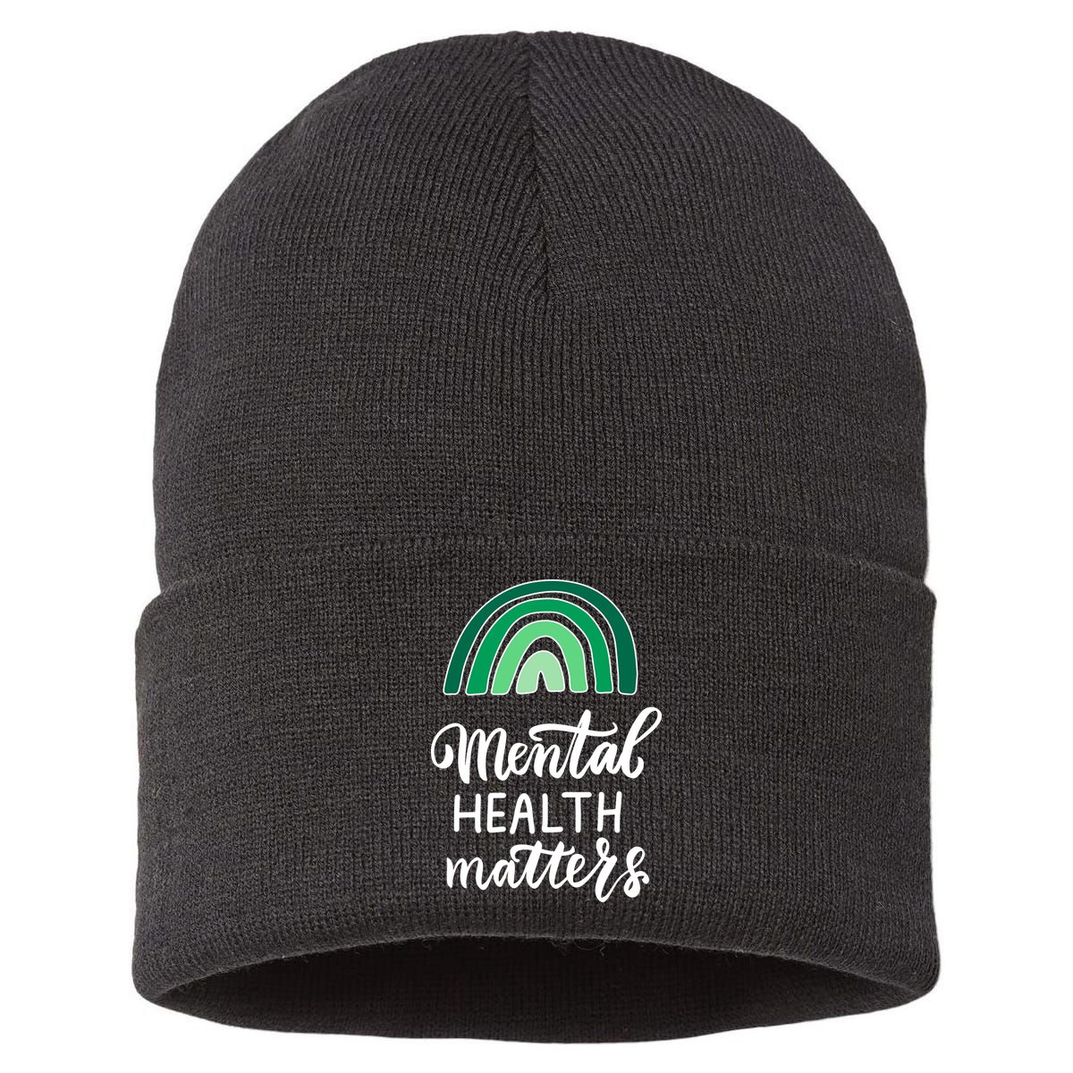 Mental Health Matters Awareness Month Rainbow Sustainable Knit Beanie