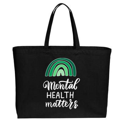 Mental Health Matters Awareness Month Rainbow Cotton Canvas Jumbo Tote