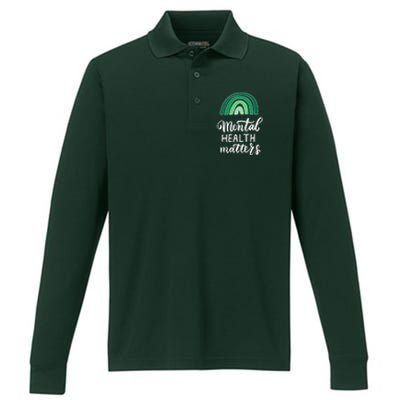 Mental Health Matters Awareness Month Rainbow Performance Long Sleeve Polo