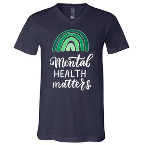 Mental Health Matters Awareness Month Rainbow V-Neck T-Shirt