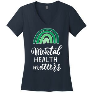 Mental Health Matters Awareness Month Rainbow Women's V-Neck T-Shirt