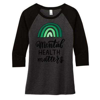 Mental Health Matters Awareness Month Rainbow Women's Tri-Blend 3/4-Sleeve Raglan Shirt