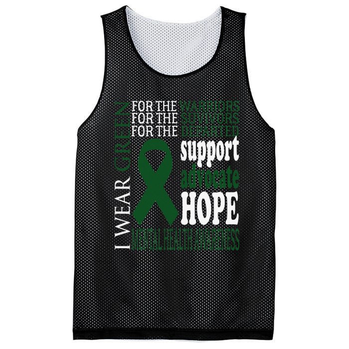 Mental Health Matters Green Ribbon Mental Health Awareness Mesh Reversible Basketball Jersey Tank