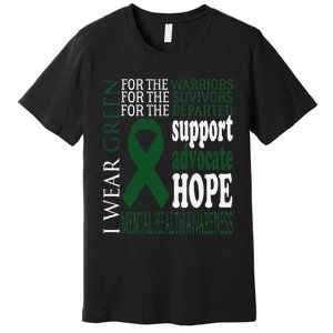 Mental Health Matters Green Ribbon Mental Health Awareness Premium T-Shirt