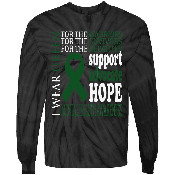 Mental Health Matters Green Ribbon Mental Health Awareness Tie-Dye Long Sleeve Shirt