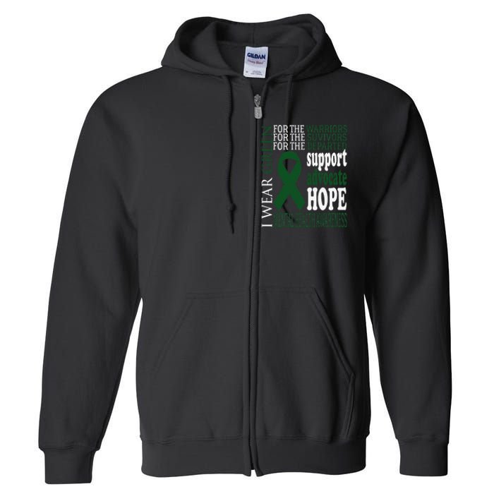 Mental Health Matters Green Ribbon Mental Health Awareness Full Zip Hoodie