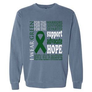 Mental Health Matters Green Ribbon Mental Health Awareness Garment-Dyed Sweatshirt