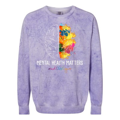 Mental Health Matters End The Stigma Colorful Brain Colorblast Crewneck Sweatshirt