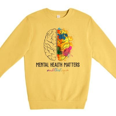 Mental Health Matters End The Stigma Colorful Brain Premium Crewneck Sweatshirt