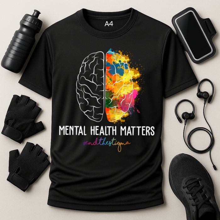 Mental Health Matters End The Stigma Colorful Brain Performance Shirt