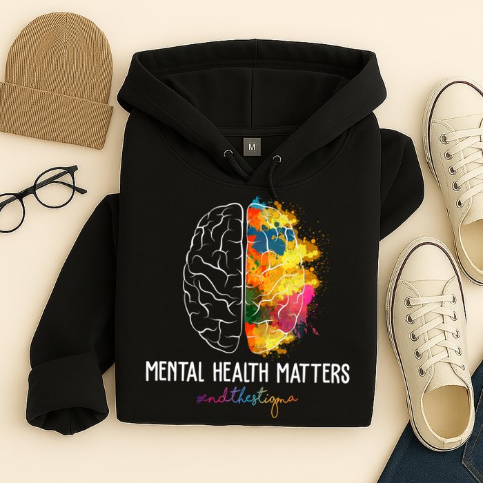 Mental Health Matters End The Stigma Colorful Brain Hoodie