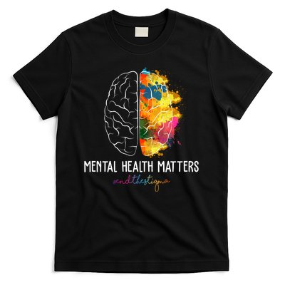 Mental Health Matters End The Stigma Colorful Brain T-Shirt