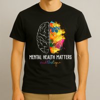 Mental Health Matters End The Stigma Colorful Brain T-Shirt