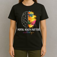 Mental Health Matters End The Stigma Colorful Brain T-Shirt