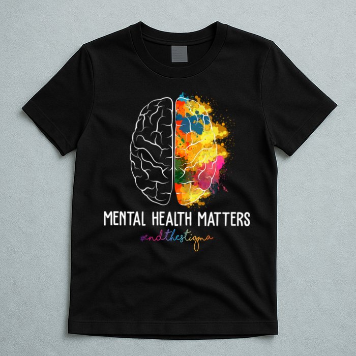Mental Health Matters End The Stigma Colorful Brain T-Shirt