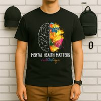 Mental Health Matters End The Stigma Colorful Brain T-Shirt