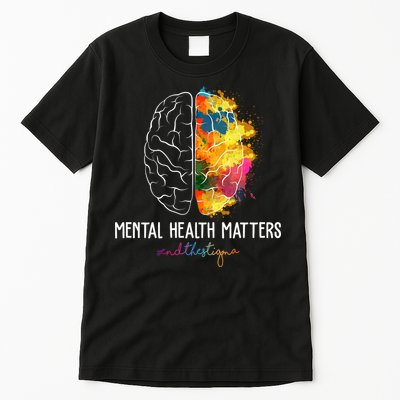 Mental Health Matters End The Stigma Colorful Brain Tall T-Shirt