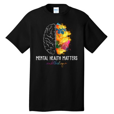 Mental Health Matters End The Stigma Colorful Brain Tall T-Shirt