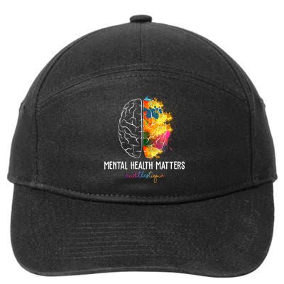 Mental Health Matters End The Stigma Colorful Brain 7-Panel Snapback Hat