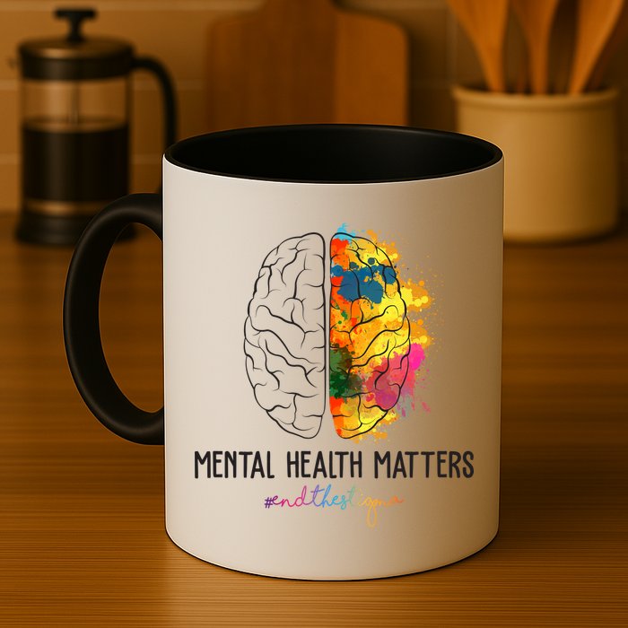 Mental Health Matters End The Stigma Colorful Brain Mug