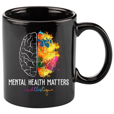 Mental Health Matters End The Stigma Colorful Brain 11oz C Handle Ceramic Mug