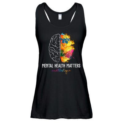 Mental Health Matters End The Stigma Colorful Brain Ladies Essential Flowy Tank