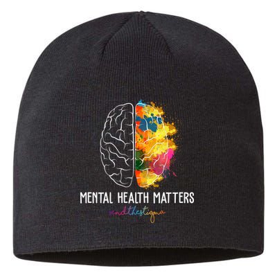 Mental Health Matters End The Stigma Colorful Brain Sustainable Beanie