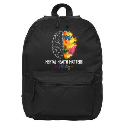 Mental Health Matters End The Stigma Colorful Brain 16 in Basic Backpack