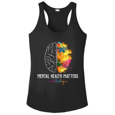 Mental Health Matters End The Stigma Colorful Brain Ladies PosiCharge Competitor Racerback Tank