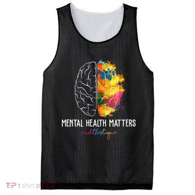 Mental Health Matters End The Stigma Colorful Brain Mesh Reversible Basketball Jersey Tank