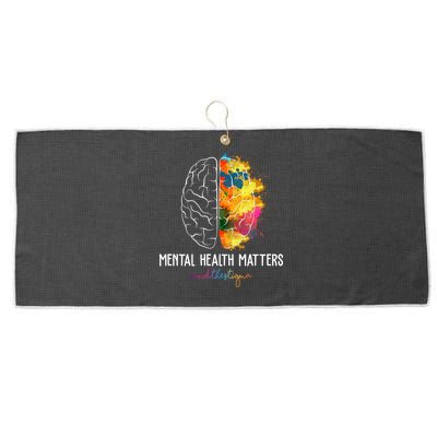 Mental Health Matters End The Stigma Colorful Brain Large Microfiber Waffle Golf Towel