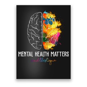 Mental Health Matters End The Stigma Colorful Brain Poster