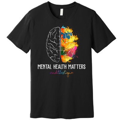 Mental Health Matters End The Stigma Colorful Brain Premium T-Shirt